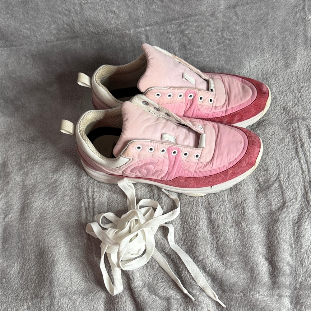 CHANEL Women's Sneakers in Pink and Cream
